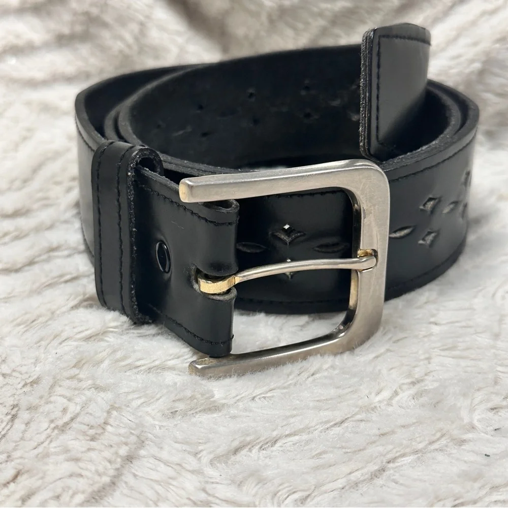 Hickok Black Cowhide Leather Diamond Perforated adjustable Belt   38